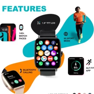 Alt OG Max with 1.8InchHD Display, BT Calling and AI Voice assistant Smartwatch  (Lunar Black Strap, Regular)