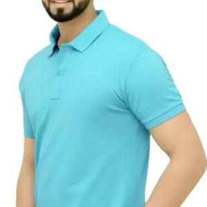 Men Solid Polo Neck Cotton Blend (220 gsm) Green T-Shirt